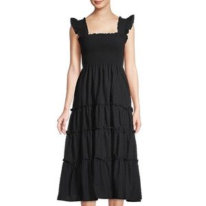 SOLD - Caara Smocked Black French Dot Dress